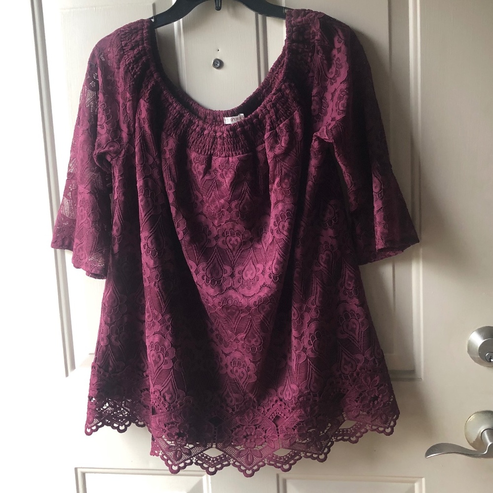 Pinky Lace Crochet Blouse. Size L